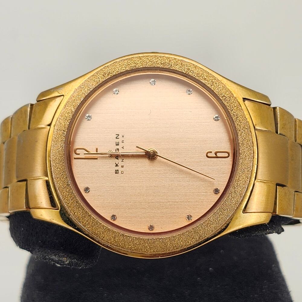 Skagen Denmark Gold Tone Diamond Accent Stainless Steel Women's Watch SKW2095